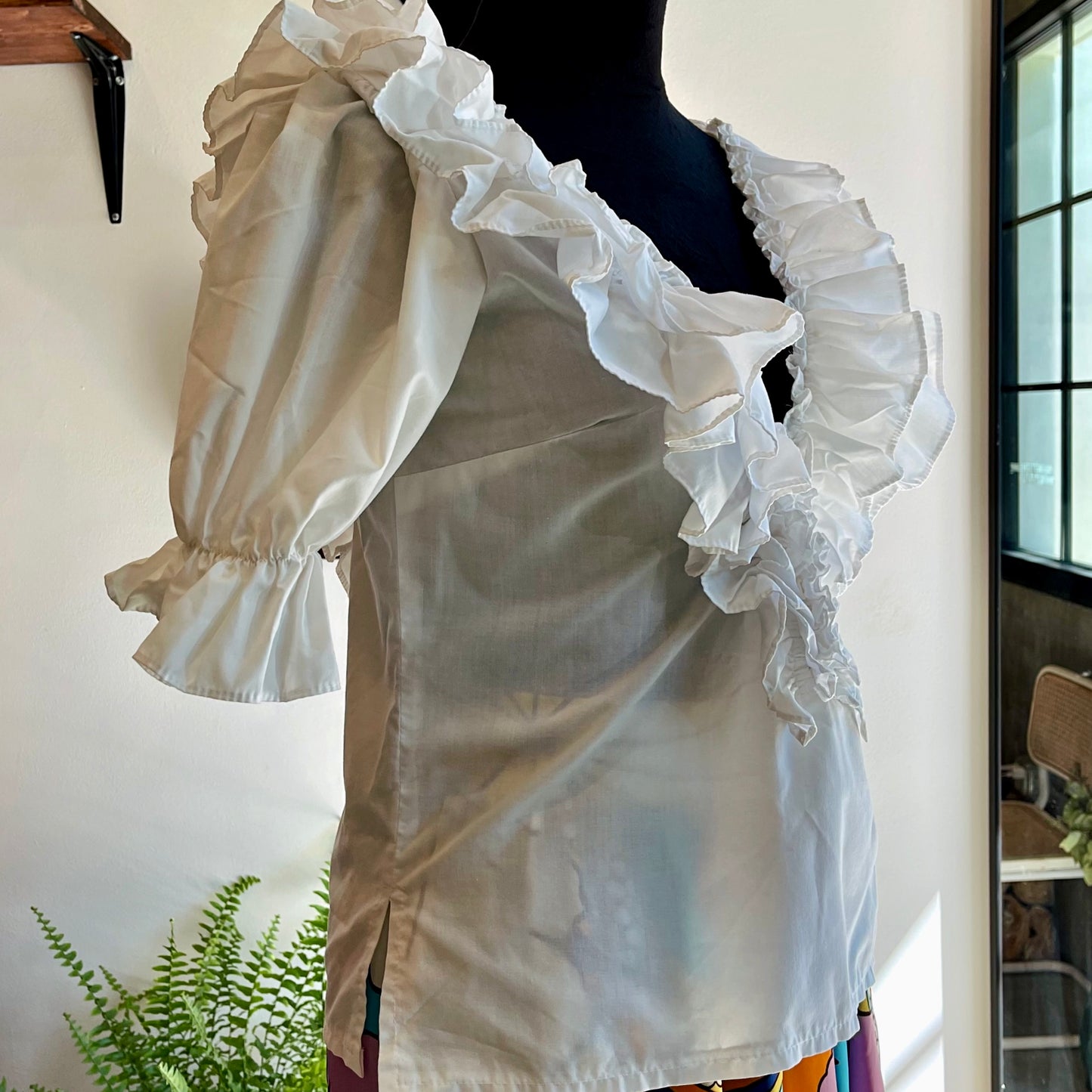 Vintage 70’s Call It Fancy White Ruffle Blouse