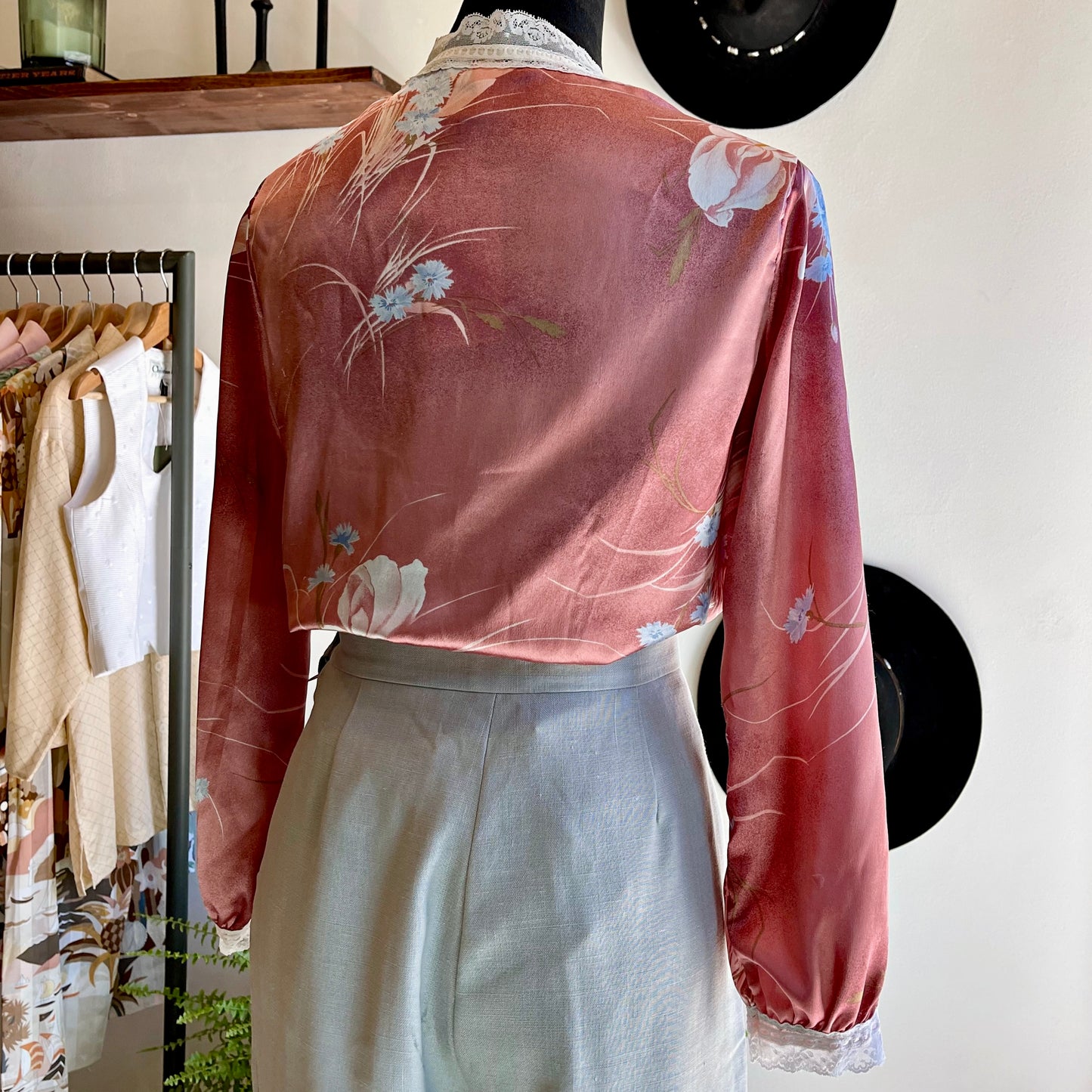 Vintage Christian Dior Floral Satin Blouse 80’s - Your Vintage Neighbor