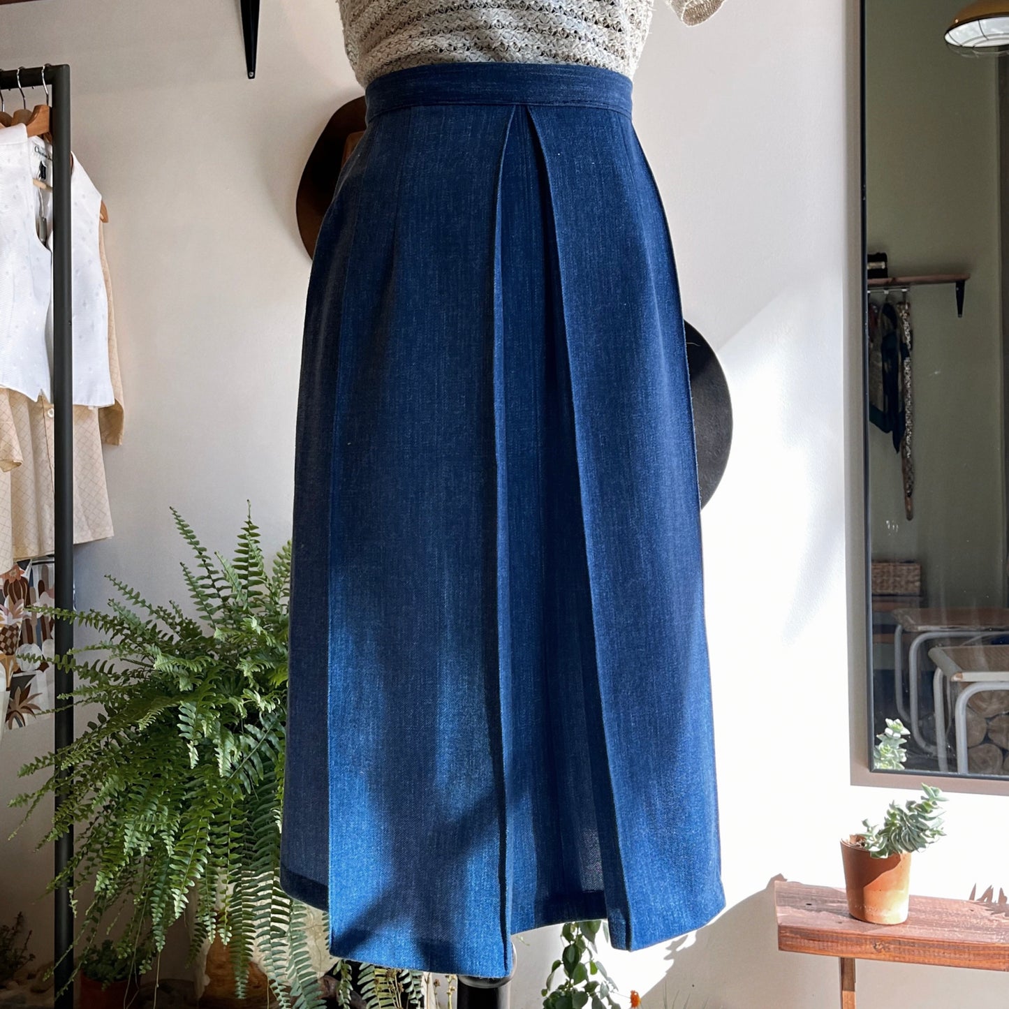 Vintage 60’s Chambray Midi Skirt - Your Vintage Neighbor