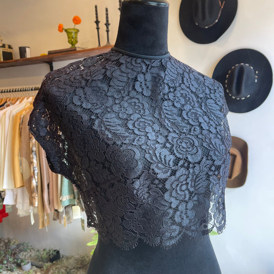 Antique Lace Top with Back Hook Bow Closure