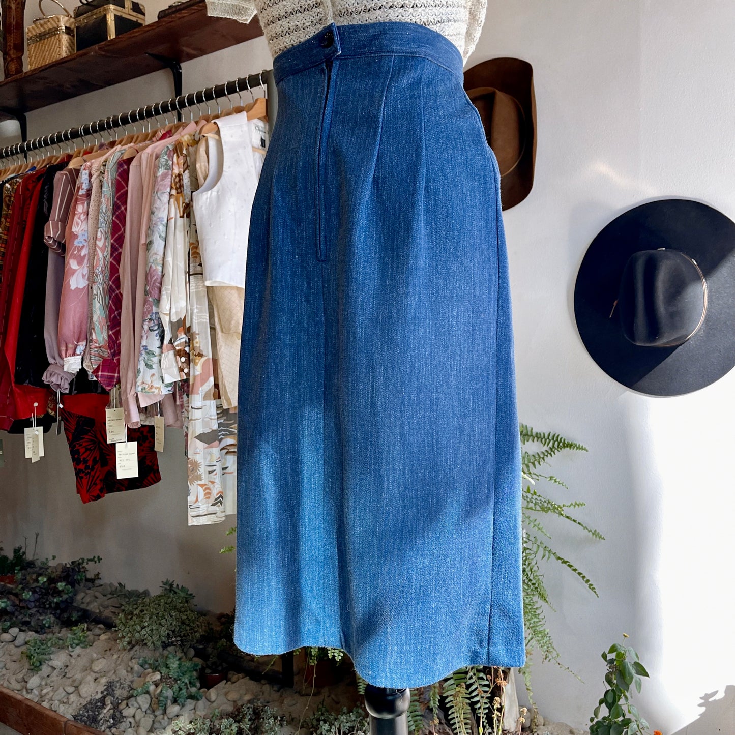 Vintage 60’s Chambray Midi Skirt - Your Vintage Neighbor