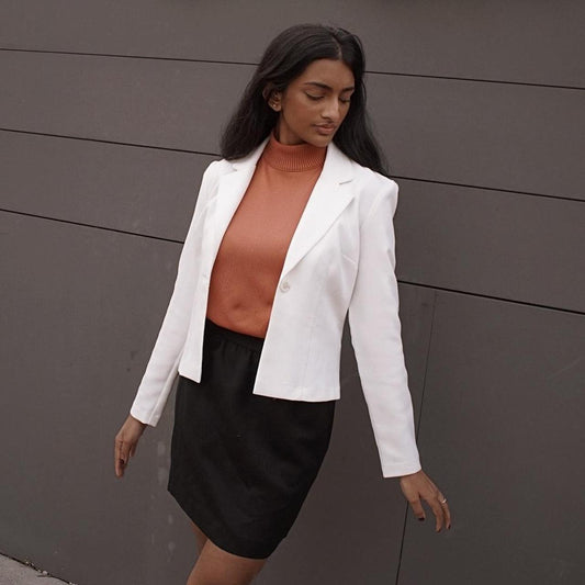 Vintage City Triangles Blazer Top in White 90’s - SHOP EZRA