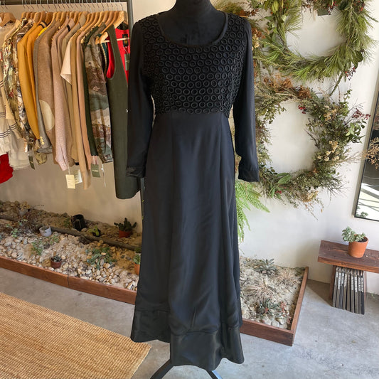 Vintage Hand Made Gown with Crochet and Satin Accents 70’s