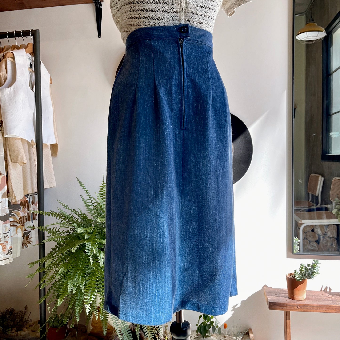 Vintage 60’s Chambray Midi Skirt - Your Vintage Neighbor