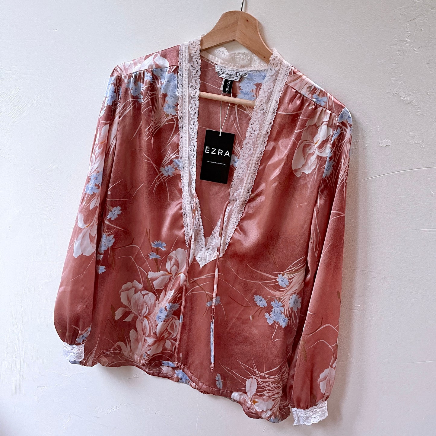 Vintage Christian Dior Floral Satin Blouse 80’s - SHOP EZRA