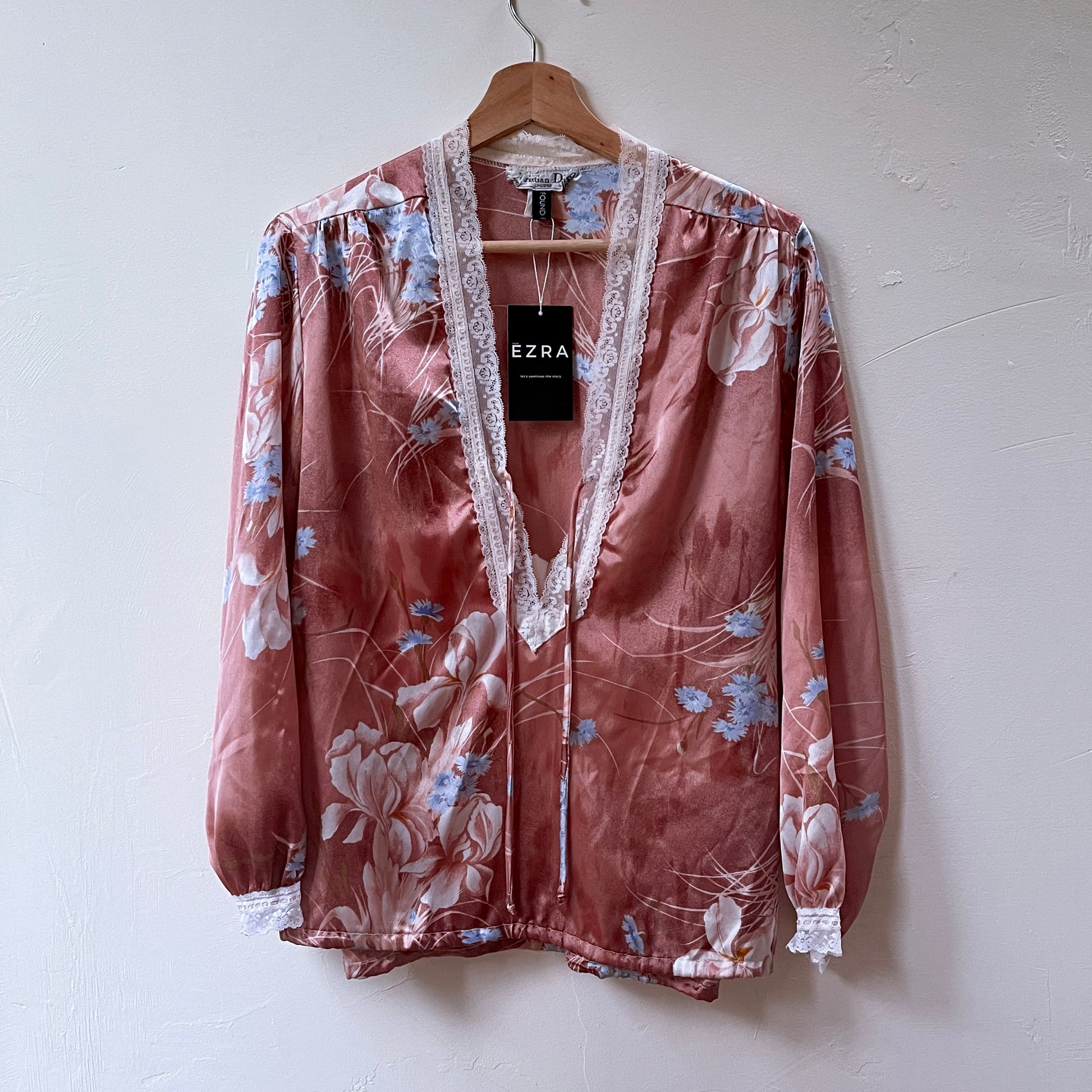 Vintage Christian Dior Floral Satin Blouse 80’s - SHOP EZRA