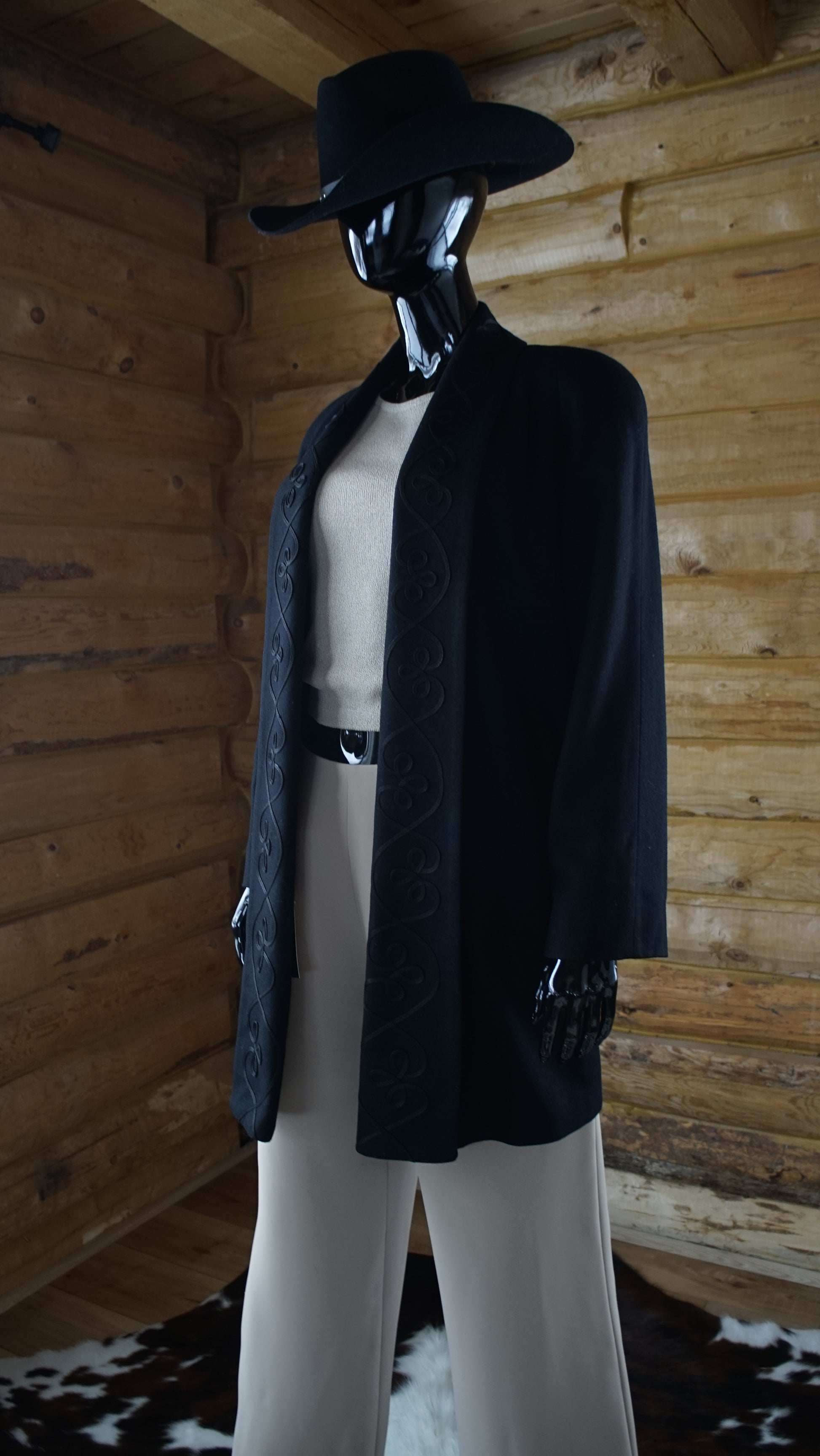 Vintage Alorna Wool Coat in Black 80's - SHOP EZRA