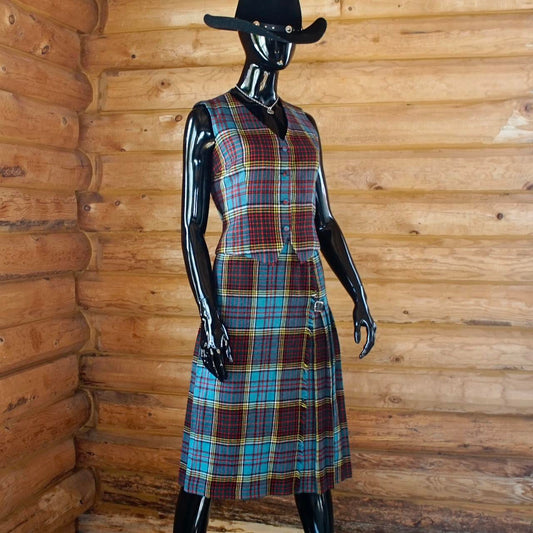 Vintage Famous Barr Scottish Tartan Print Skirt Set - SHOP EZRA