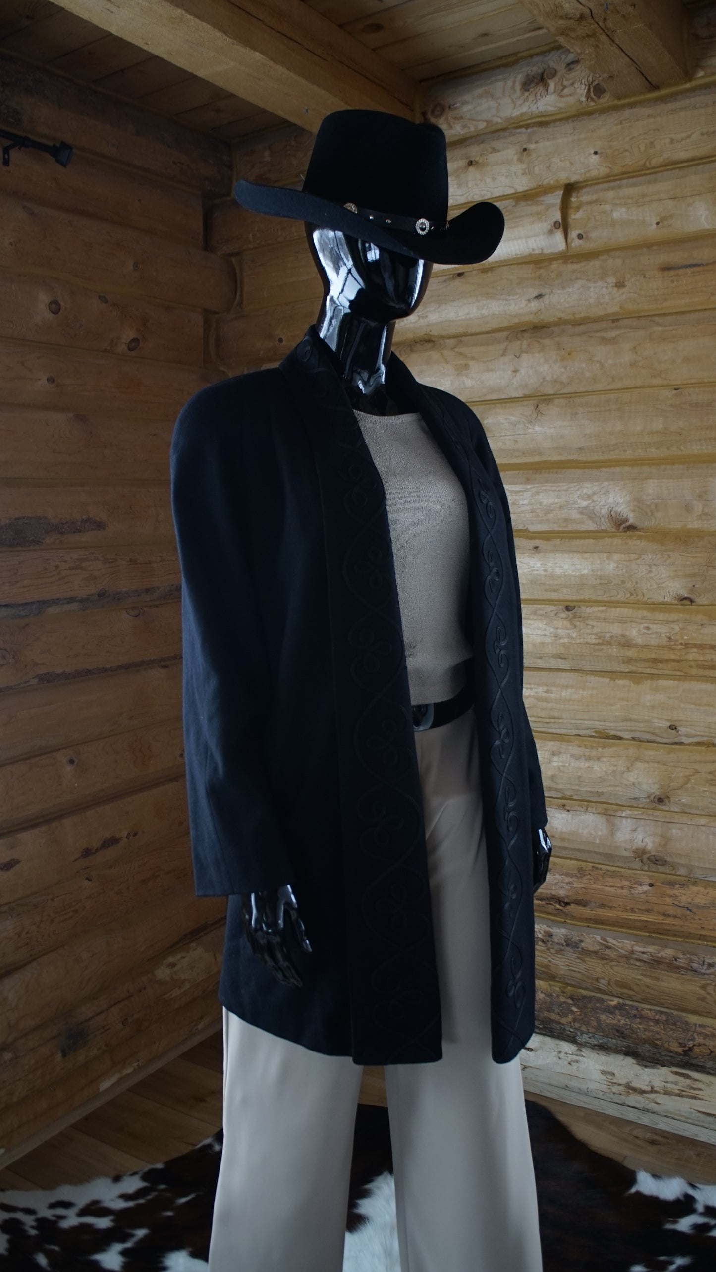 Vintage Alorna Wool Coat in Black 80's - SHOP EZRA