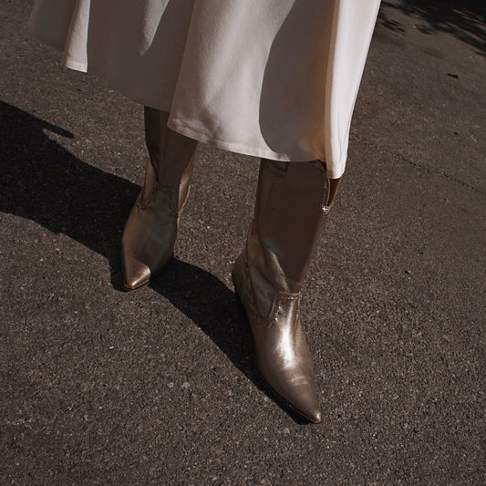 Vintage 90’s Michael Kors Gold Cowboy Western Boot - SHOP EZRA