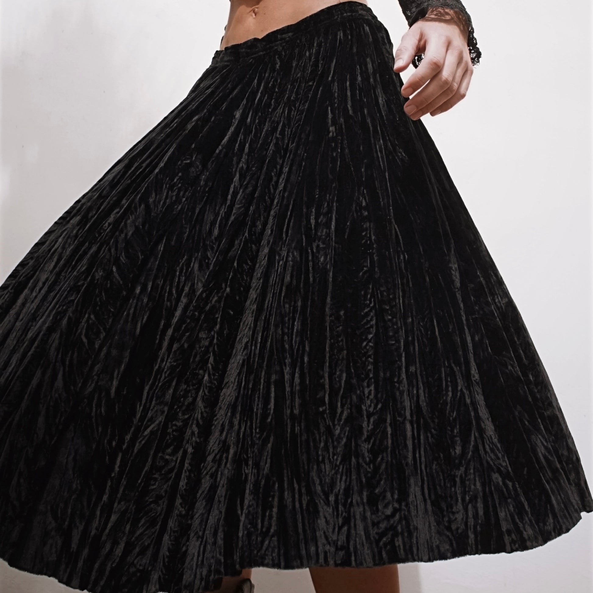 Vintage Yves Saint Laurent Velvet Skirt in Black - SHOP EZRA