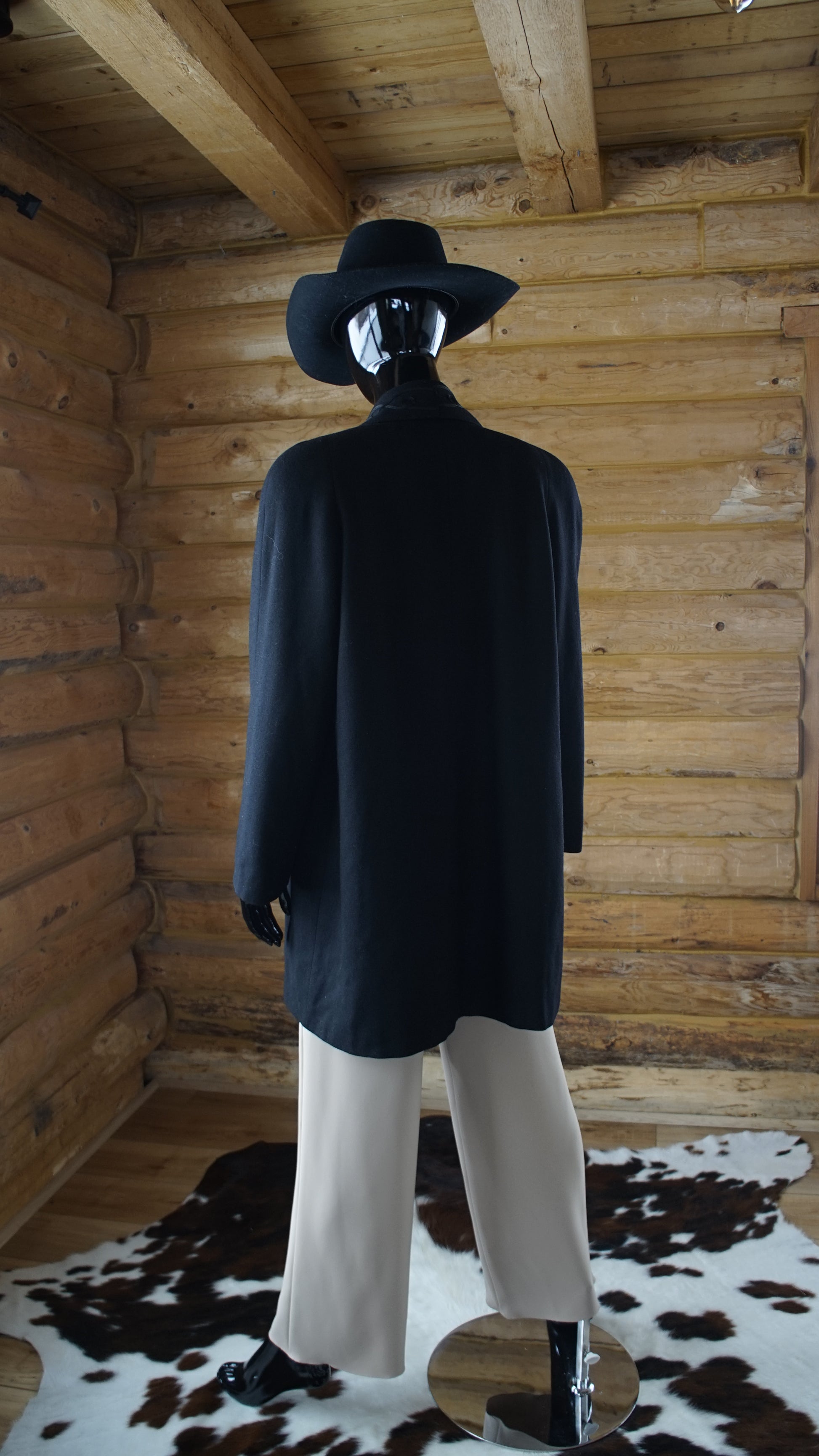 Vintage Alorna Wool Coat in Black 80's - SHOP EZRA